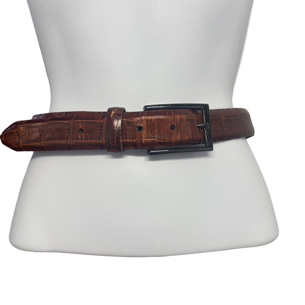 Remo Tulliani Men's‎ Genuine Italian Calfskin Embossed Leather Belt Black Buckle